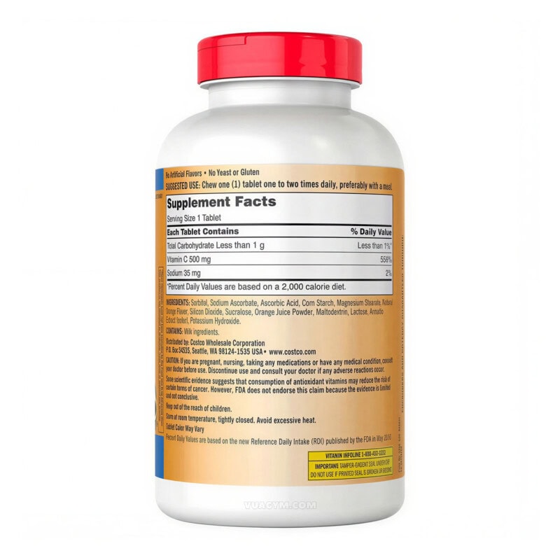 Ảnh sản phẩm Kirkland - Chewable Vitamin C 500mg / Tablet (500 viên) - 2