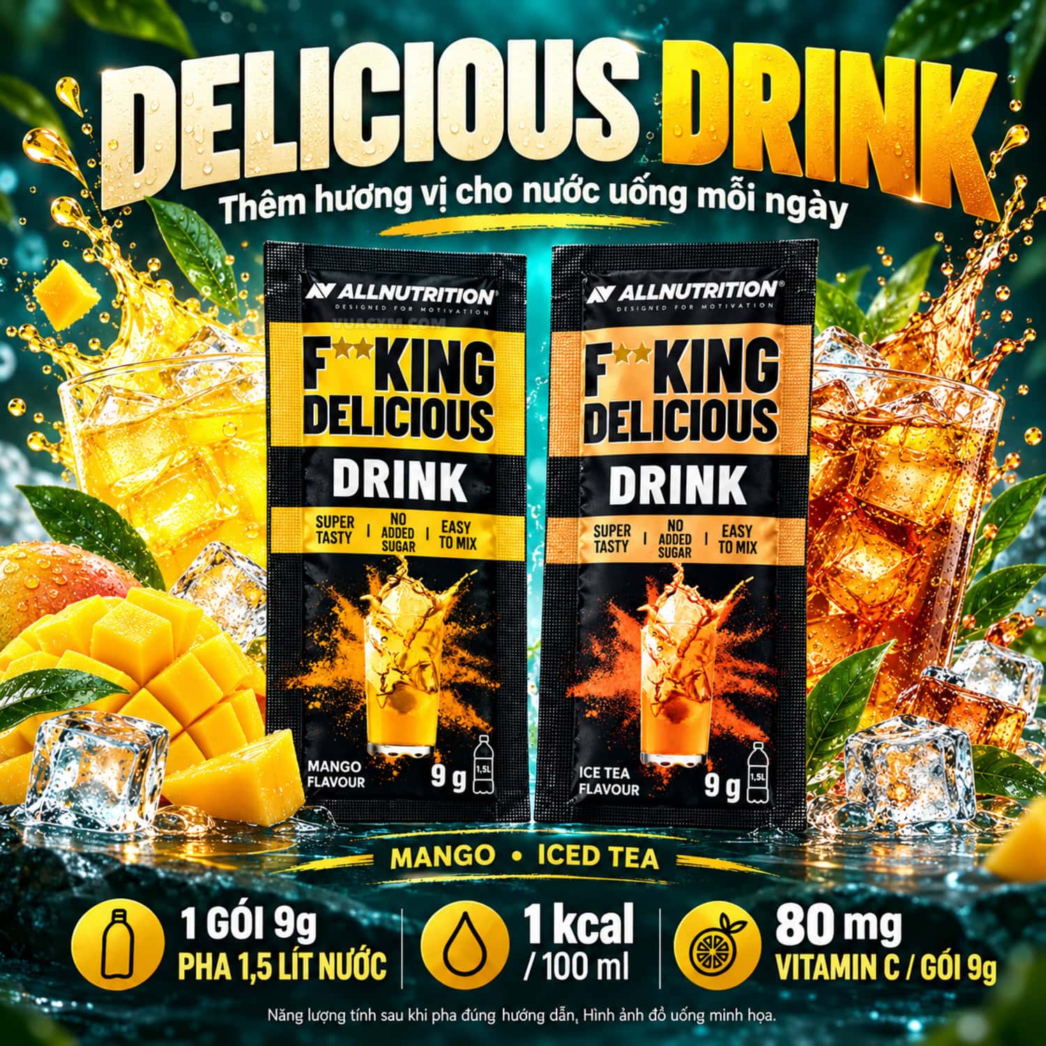 Giới thiệu AllNutrition Delicious Drink — Mango và Iced Tea