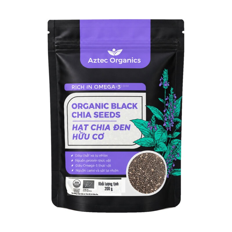 Ảnh sản phẩm Aztec Organics - Hạt Chia Đen Hữu Cơ Organic Black Chia Seeds (200g) - 1