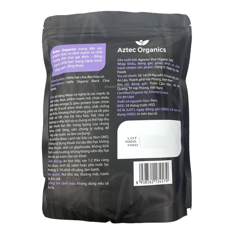 Ảnh sản phẩm Aztec Organics - Hạt Chia Đen Hữu Cơ Organic Black Chia Seeds (500g) - 2