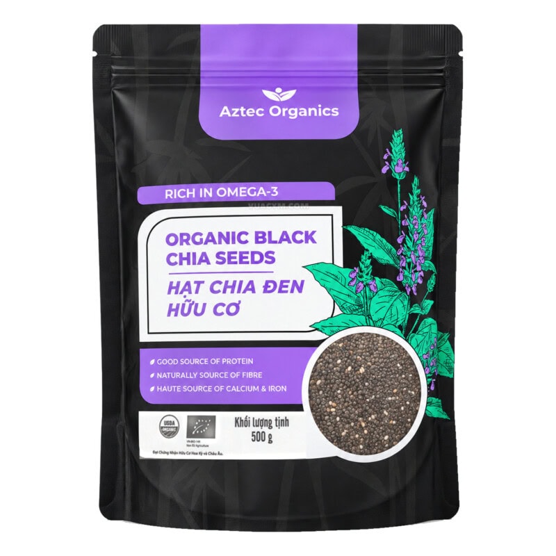 Ảnh sản phẩm Aztec Organics - Hạt Chia Đen Hữu Cơ Organic Black Chia Seeds (500g) - 1
