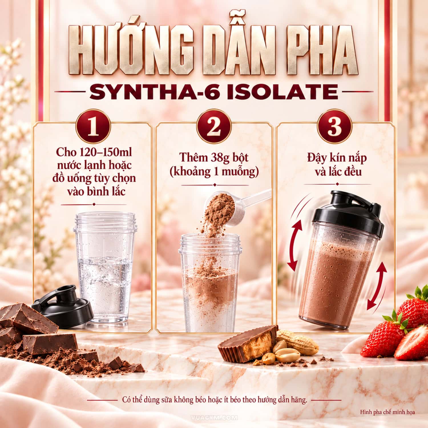 Hướng dẫn pha BSN Syntha-6 Isolate - hình pha chế minh họa
