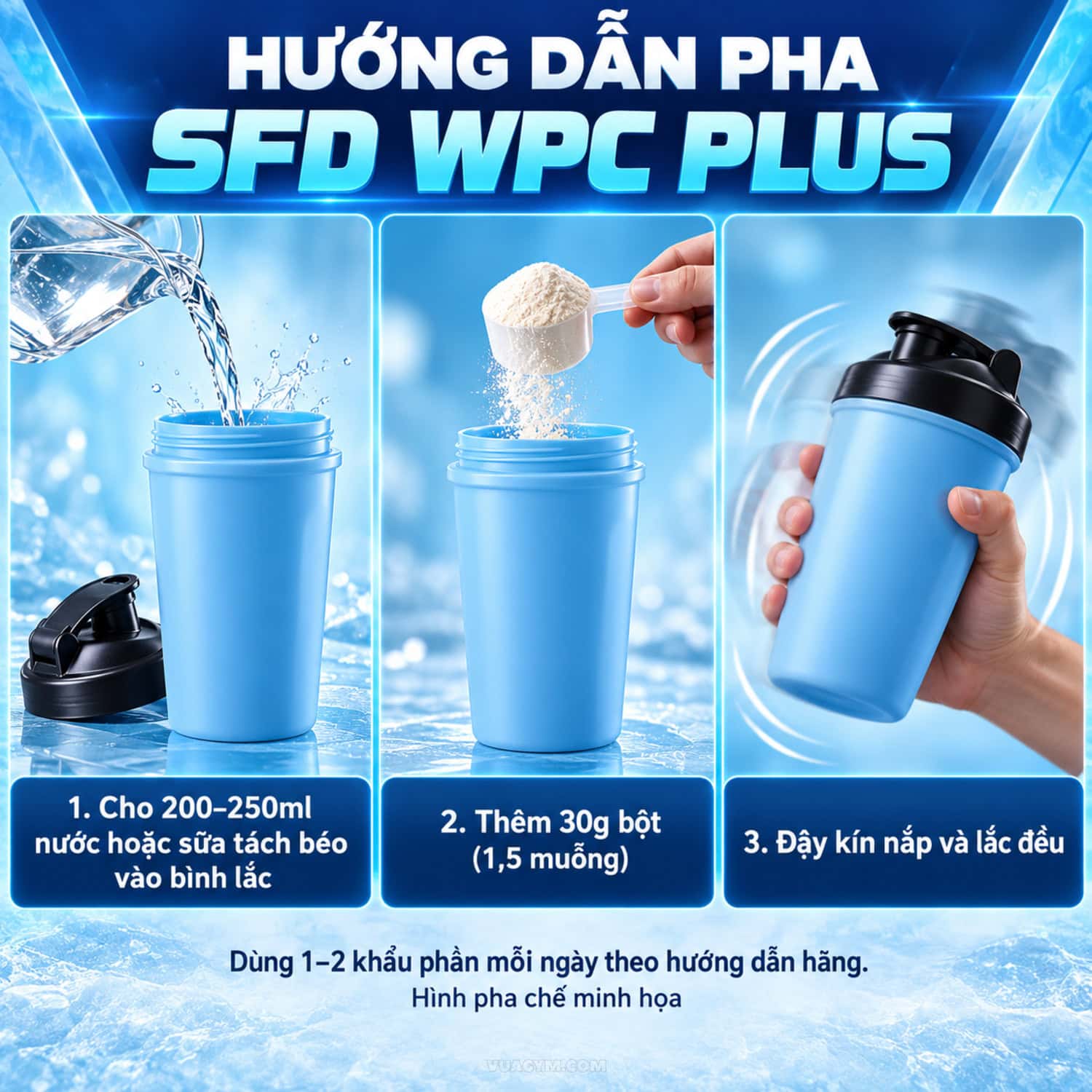 Hướng dẫn pha SFD WPC Plus bằng bình lắc